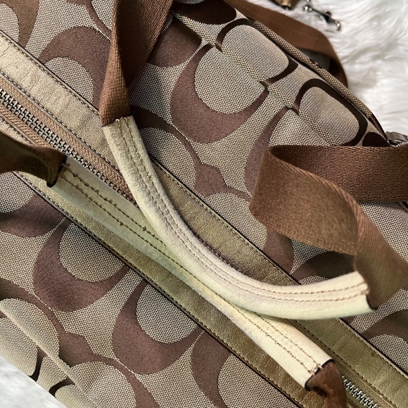EUC. Rare! [Coach] Signature Brown Canvas Leather Large Monogram Duffle Bag | XL - Picture 7 of 16